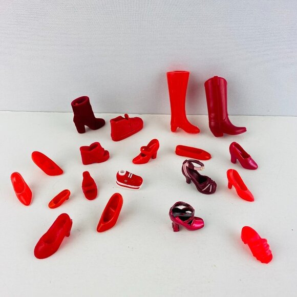 Barbie Size Type Doll Shoe Accessories Red Mismatched Shoes Lot - Picture 1 of 16